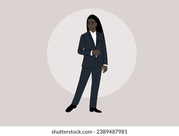An elegant character in a refined black tuxedo, sans bow, perfect for a sophisticated night out or a formal event