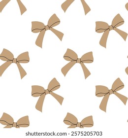 An Elegant and Charming Beige Bow Pattern Set Against a Crisp, Clean White Background