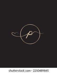 An elegant and charming handwritten letter type P vector logo template