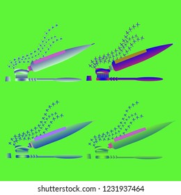 Elegant charming magical suite multicolored dental tooth hygienical dental brush.