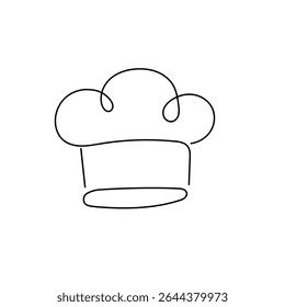 Elegant Chef Hat Line Art Drawing for Restaurant Menu Design or Culinary Branding