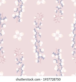 Elegant cherry blossom sakura flower with berry seamless vector pattern design