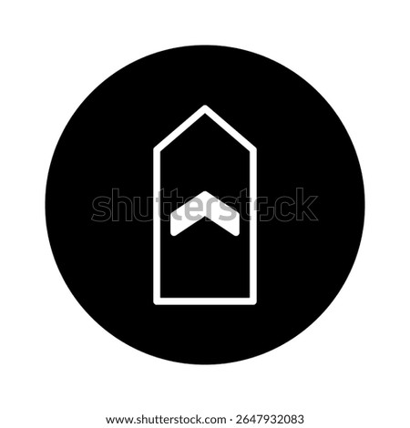 Elegant chevron icon design featuring a minimalist white arrow enclosed in a black circle for modern interfaces