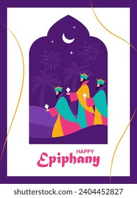 Elegant, Chic Illustration: Happy Epiphany Day or Día de los Reyes Magos for Posters and Banners