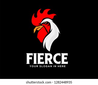 elegant chicken , rooster in black background template logo design inspiration