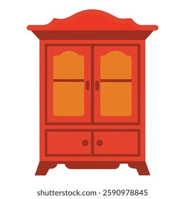 "Elegant China Cabinet vector illustration featuring intricate details and a classic wooden design. Perfect for interior design projects, home decor themes, and furniture-related visuals. Ideal 