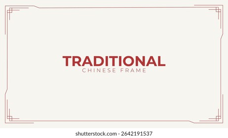 Elegant Chinese knot vintage frame for story templates, envelopes design and greeting cards. Modern linear minimalist vector design
