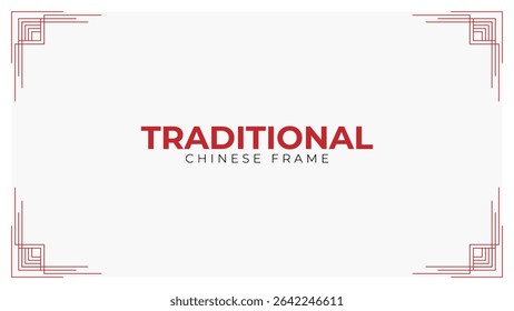 Elegant Chinese knot vintage frame for story templates, envelopes design and greeting cards. Modern linear minimalist vector design