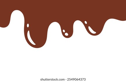 Elegant Chocolate Melt Drips. Liquid Chocolate Illustration, Food, Beverage, Graphics. Flowing Melted Milk Chocolate Liquid Cartoon Vector Illustration.