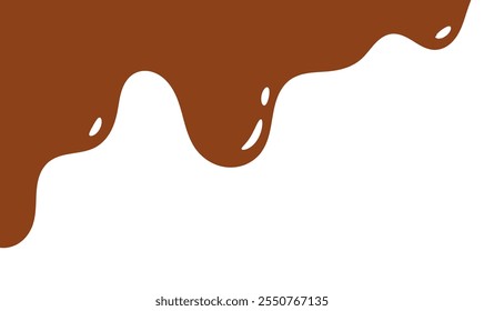 Elegante Chocolate derreter gotas. Ilustração De Chocolate Líquido, Comida, Bebida, Gráficos. Fluxo derretido Leite Chocolate Líquido Desenho Animado Ilustração Vetor.