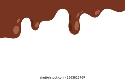 Elegant Chocolate Melt Drips. Liquid Chocolate Illustration, Food, Beverage, Graphics.