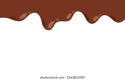 Elegant Chocolate Melt Drips. Liquid Chocolate Illustration, Food, Beverage, Graphics.