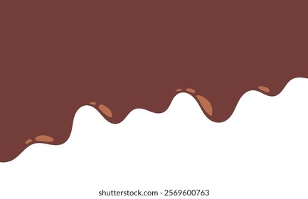 Elegant Chocolate Melt Drips. Liquid Chocolate Illustration, Food, Beverage, Graphics.