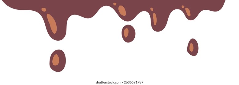 Elegant Chocolate Melt Drips. Liquid Chocolate Illustration, Food, Beverage, Graphics.