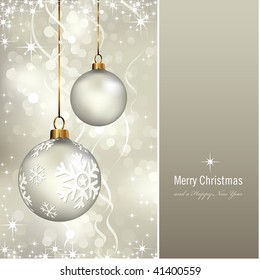 elegant christmas background with baubles (background behind the panel is complete)