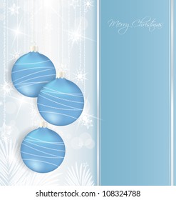 elegant Christmas background with blue baubles