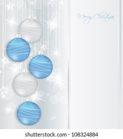 elegant Christmas background with blue and silwer  baubles