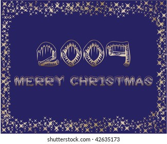elegant christmas background - blue vector
