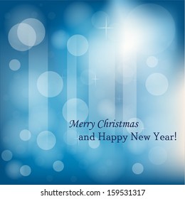 Elegant Christmas background with bokeh lights  and place for text. Vector Illustration. 