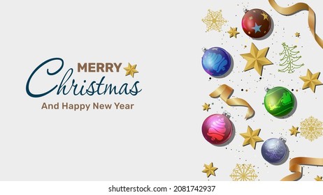 Elegant christmas background with branches and christmas balls