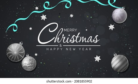 Elegant christmas background with branches and christmas balls