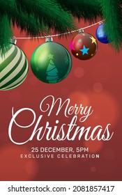 Elegant christmas background with branches and christmas balls