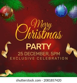 Elegant christmas background with branches and christmas balls
