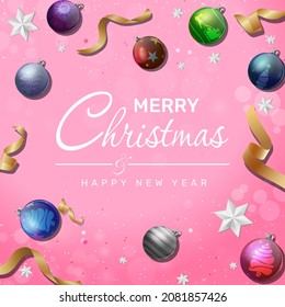 Elegant christmas background with branches and christmas balls