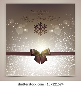 Elegant Christmas background with brown bow