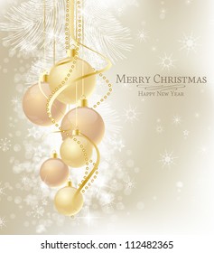 Elegant Christmas background with brown and gold  baubles