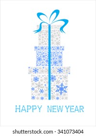 Elegant Christmas background with gift boxes made from snowflakes
