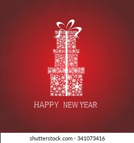 Elegant Christmas background with gift boxes made from snowflakes