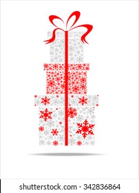 Elegant Christmas background with gift boxes made from snowflakes
