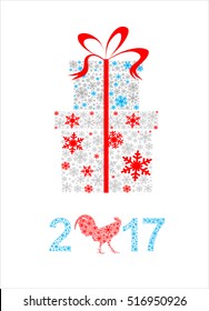 Elegant Christmas background with gift boxes made from snowflakes