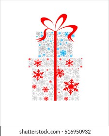Elegant Christmas background with gift boxes made from snowflakes
