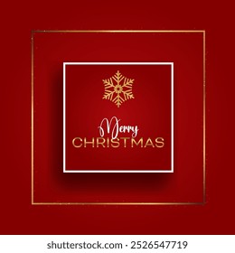 Fundo de Natal elegante com um design floco de neve dourado brilhante e uma borda de ouro