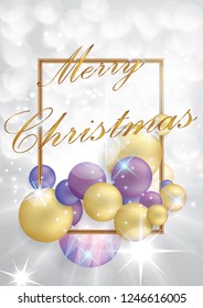 Elegant Christmas background with gold evening balls