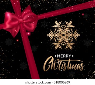 Elegant Christmas background with gold snowflakes for greeting card, holiday design. Vector illustration eps 10 format.