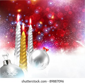 elegant Christmas background with gold and white evening balls