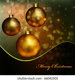 Elegant Christmas Background with Golden Balls | Vector Card
