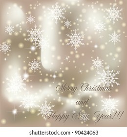 Elegant Christmas background greeting card template with snowflakes, vector