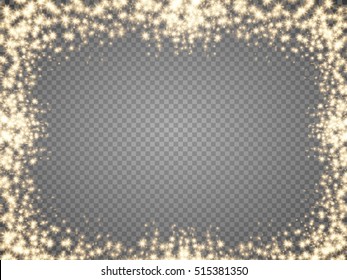 Elegant Christmas background with place for text. Abstract frame with golden stars. Vector illustration.