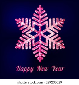 Elegant Christmas Background with Shining ruby Snowflakes. Vector illustration

