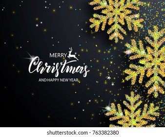 Elegant Christmas Background with Shining Snowflakes. Vector illustration.