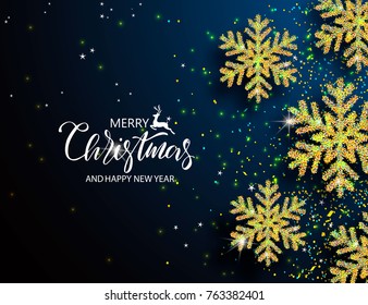 Elegant Christmas Background with Shining Snowflakes. Vector illustration.