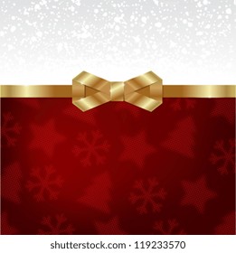 Elegant Christmas background with shiny gold bow.