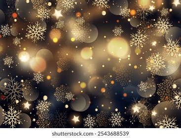 Elegante fondo de Navidades con un diseño de copos de nieve y luces bokeh