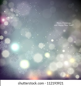 Elegant Christmas background with snowflakes and place for text. Vector Illustration