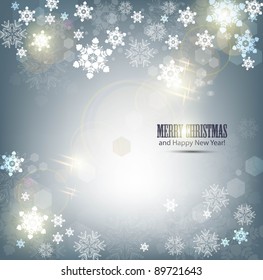 Elegant Christmas background with snowflakes and place for text. Vector Illustration.