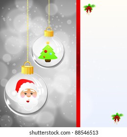 Elegant christmas background with transparent baubles